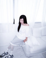 レースチェックミディスカート / gray