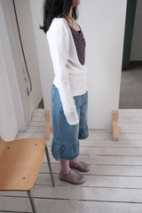 frill bermuda denim