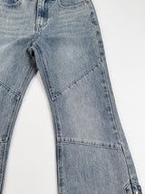 Sage cross lace denim pants