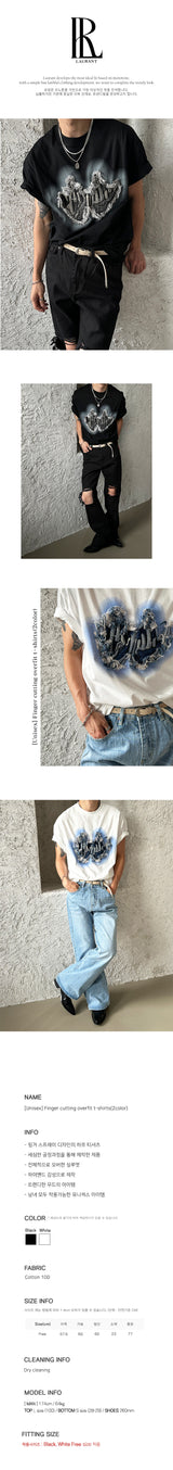 [UNISEX]フィンガーカッティングオーバーフィットTシャツ (2color)