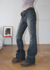 CURVED SLIM BOOTS CUT DENIM
