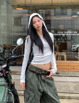 ライティハーフジップアップスリムフーディー