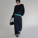 [made/4size] [Tinde] Roll-Up Raw Denim Wide Pants -2color
