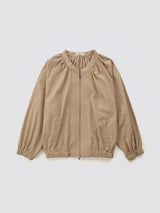 Shirring Zip-up Blouse Jumper_Beige
