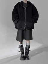 (unisex) オーバーフィットパディットフードジップアップ