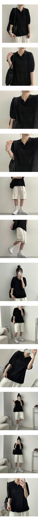 Molylinen Collar Short Sleeve Knitwear