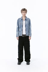 DESTROYED DART TRUCKER JACKET (BLUE)