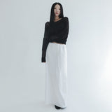 [Leydel] See-Through Net Long-Sleeve Knit Top - 2 Colors