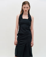 DOZI - Pinched Stripe Skirt _ BLACK