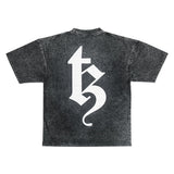 BETREZ OVERSIZED ACID WASH TEE - WHITE LOGO