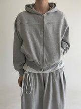 curved hood zip up(2colors)