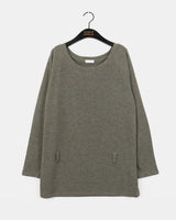 リトンストラップボートネックオフショルダー長袖ニットTシャツ