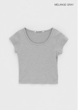 [B-BASIC] Cool Standard U-neck Crop Short Sleeve T-shirt (2SIZE)