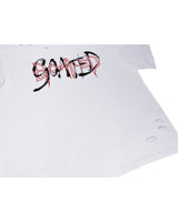 ゴーテッドブレスカッティングオーバーサイズTシャツ(ホワイト)