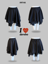 Deep cotton lace unbalanced midi skirt
