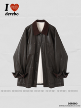 High-End Leather Warm Pocket Half Coat