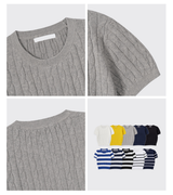 Slow Cable Round Short Sleeve Knit / 10 colors