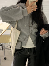 [MADE] Stern hip crop two-way hood zip-up -basic