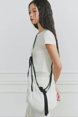DEW LACE RIBBON BAG white