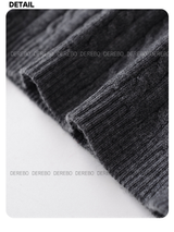 wool button twist embroidered long-sleeved knitwear