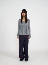 SILKY SCOOPNECK T (STRIPE GREY)
