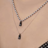 Petit Bear Grey Pearl Hematite Necklace_Black