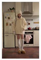 Pearl Ribbon Furry Knit Beanie