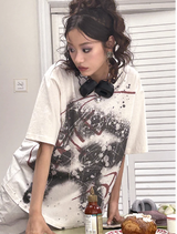 プリンテッドラウンドネックルーズ半袖Tシャツ