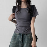 スリムフィット🌟スパンデックス ベーシック プレーン ショートスリーブ Tシャツ(8 colors)