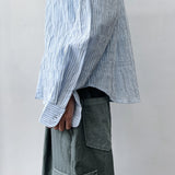 Crinkled Striped Oversized Shirt