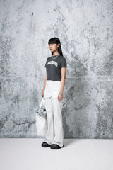 Herringbone Damage Cutting Skirt Pants (WHITE)