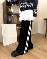 Minil Velvet Lace Banding Strap Wide Fit Training Long Pants