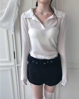 conte tone wool button collar top