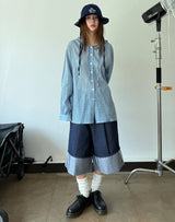 non fade denim bermuda pants