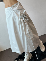 Muti Shirring Pocket H-Line Long Wide Skirt 4color