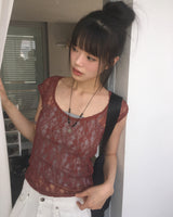 Nouvo see-through Lace Short Sleeve T-shirt