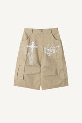 Cross-print Cargo Bermuda Pants
