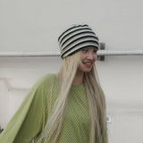 Stripe Band Beanie (black/cream)