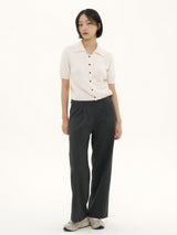 DOUBLE BUCLE SLACKS WIDE PANTS