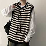 Bead Dangara Stripe Knit Hooded Vest