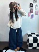 テディフリース🤎🐻 S-L🧸3サイズ ロングワイドヒーターパンツ 🤎💙💚3COLOR