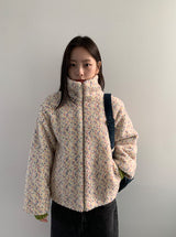 Tumbab Wool Collar Quilted Fleece Jumper