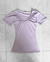 SUGAR SHIRRING SLIM SHORT SLEEVE T-SHIRT