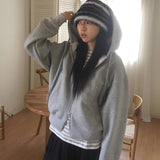Heating Rivet Pocket Two Way Sweat Hoodie Zip-Up