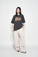 25SS ヴィンテージフローフォントピグメントショートスリーブTシャツ チャコール