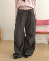 Newman Contrast Pintuck Strap Wide Long Pants