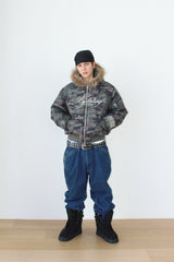 Cropped Fur Hood MA-1 Jacket (Camo)