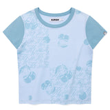ブーケガールグラフィックカラーミックススリムフィットTシャツ[スカイ]