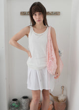 Linen Shirring Sleeveless Top_Ivory