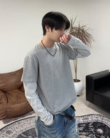 ハスボーダーレイヤードTシャツ